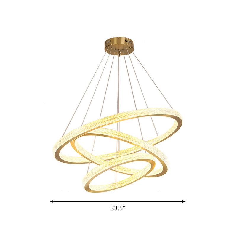 1/3/4-Tier Circle Acrylic Suspension Pendant Brass LED Chandelier - Rebooters