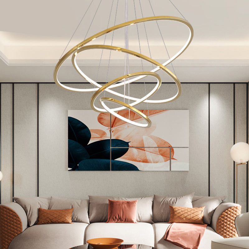 Gold 3/4 Tiers Chandelier Lamp Simplicity LED Pendant - Rebooters