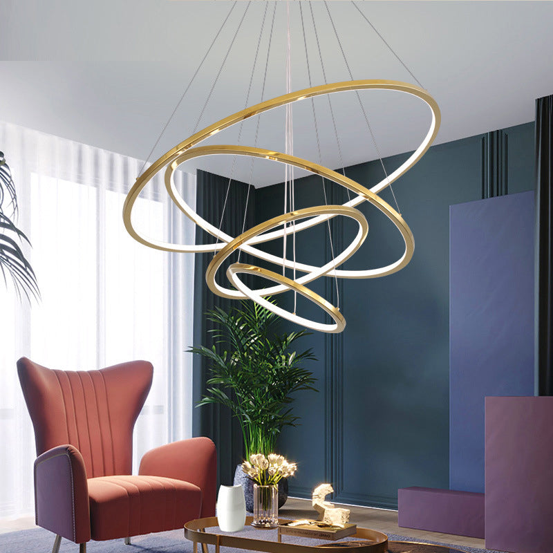 Gold 3/4 Tiers Chandelier Lamp Simplicity LED Pendant - Rebooters