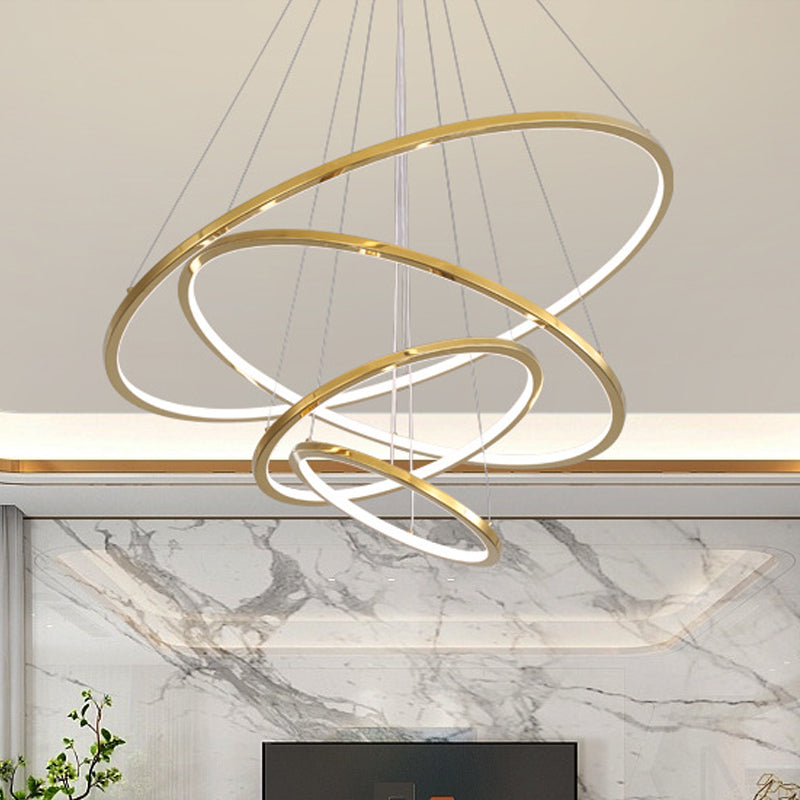 Gold 3/4 Tiers Chandelier Lamp Simplicity LED Pendant - Rebooters