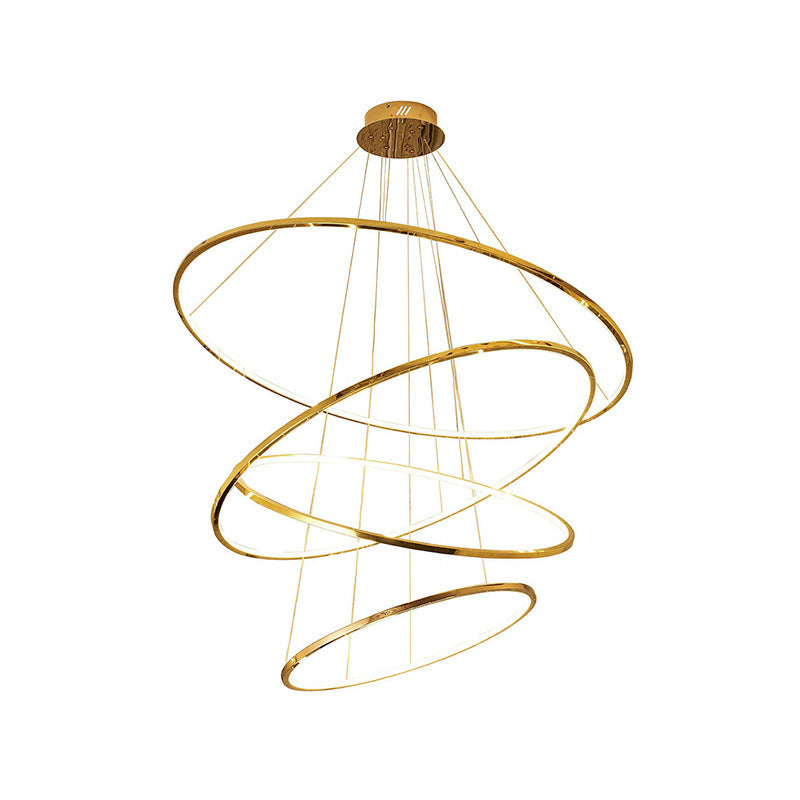 Gold 3/4 Tiers Chandelier Lamp Simplicity LED Pendant - Rebooters