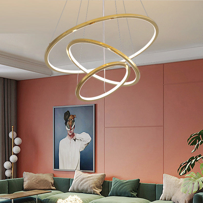 Gold 3/4 Tiers Chandelier Lamp Simplicity LED Pendant - Rebooters