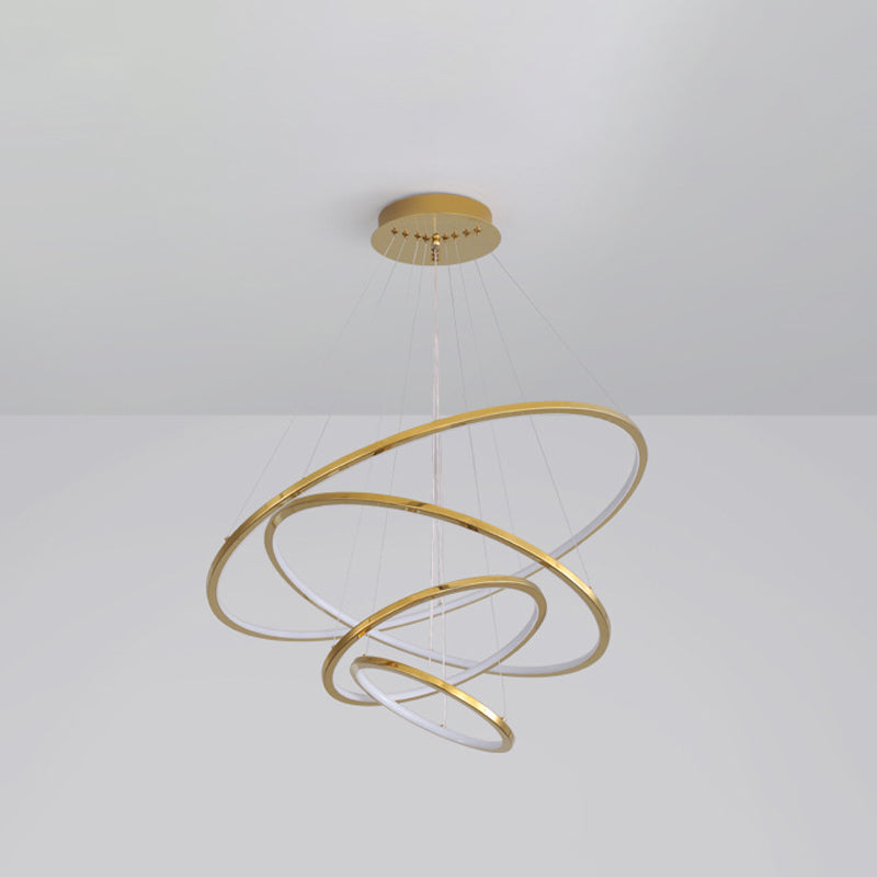 Gold 3/4 Tiers Chandelier Lamp Simplicity LED Pendant - Rebooters