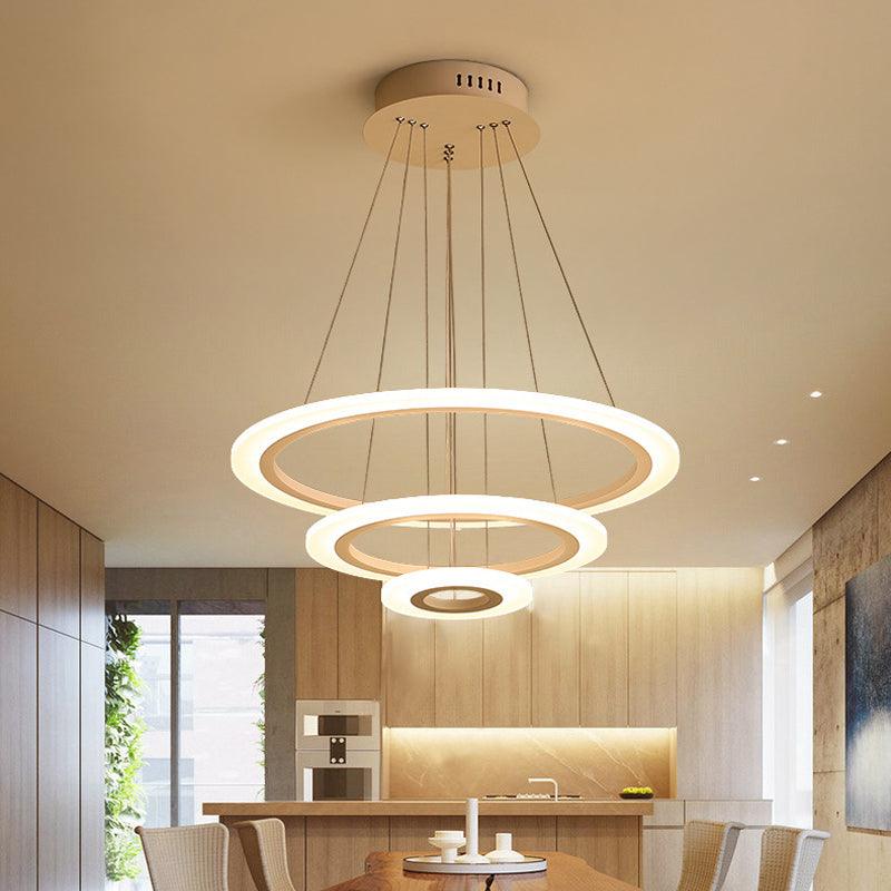 Acrylic 2/3-Tiered LED Chandelier Modern Coffee Pendant Light - Rebooters