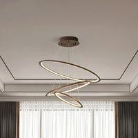 Acrylic 3/4-Tiered Loop Ceiling Hang Light Simplicity Gold Coffee LED Pendant Chandelier - Rebooters