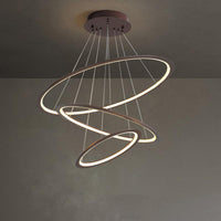 Acrylic 3/4-Tiered Loop Ceiling Hang Light Simplicity Gold Coffee LED Pendant Chandelier - Rebooters