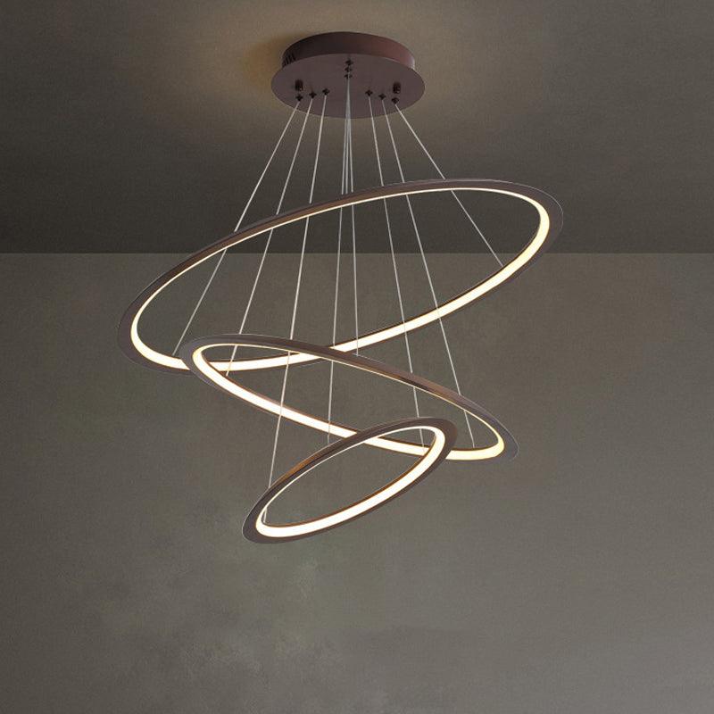 Acrylic 3/4-Tiered Loop Ceiling Hang Light Simplicity Gold Coffee LED Pendant Chandelier - Rebooters