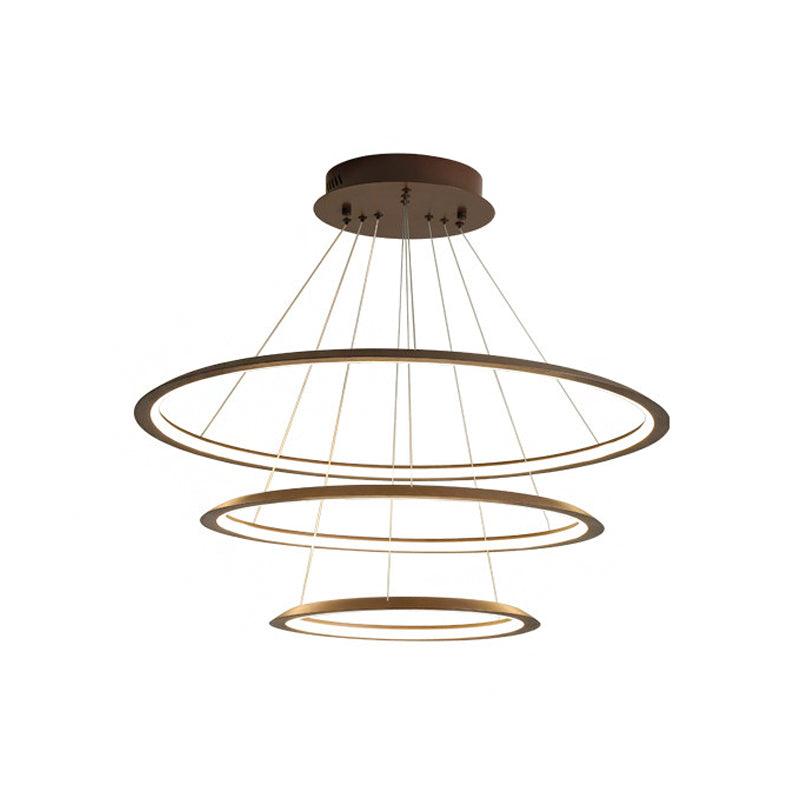 Acrylic 3/4-Tiered Loop Ceiling Hang Light Simplicity Gold Coffee LED Pendant Chandelier - Rebooters