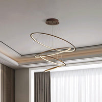 Acrylic 3/4-Tiered Loop Ceiling Hang Light Simplicity Gold Coffee LED Pendant Chandelier - Rebooters