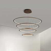 Acrylic 3/4-Tiered Loop Ceiling Hang Light Simplicity Gold Coffee LED Pendant Chandelier - Rebooters