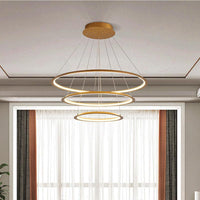 Acrylic 3/4-Tiered Loop Ceiling Hang Light Simplicity Gold Coffee LED Pendant Chandelier - Rebooters
