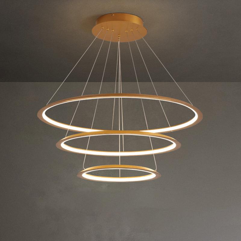 Acrylic 3/4-Tiered Loop Ceiling Hang Light Simplicity Gold Coffee LED Pendant Chandelier - Rebooters