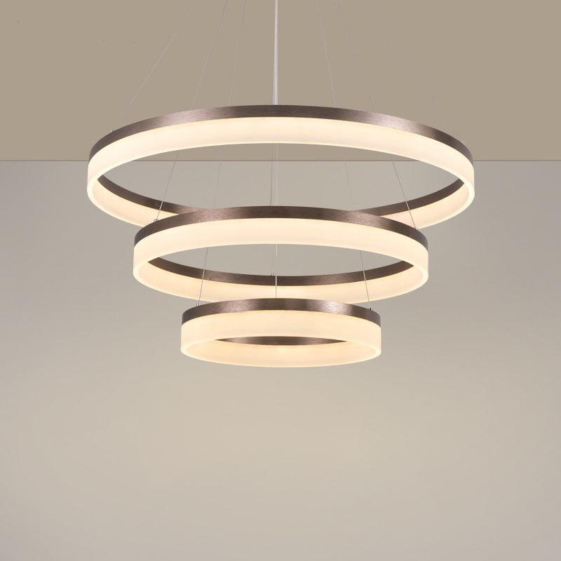 1/2/3-Tier Circle Chandelier Light Minimalistic Acrylic Brown - Rebooters