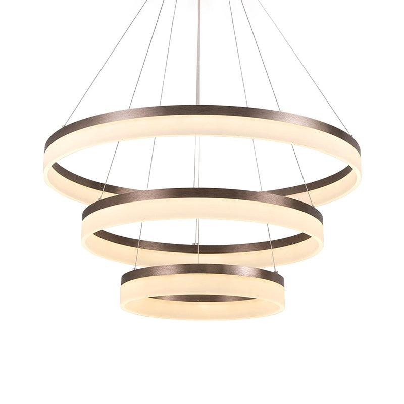 1/2/3-Tier Circle Chandelier Light Minimalistic Acrylic Brown - Rebooters