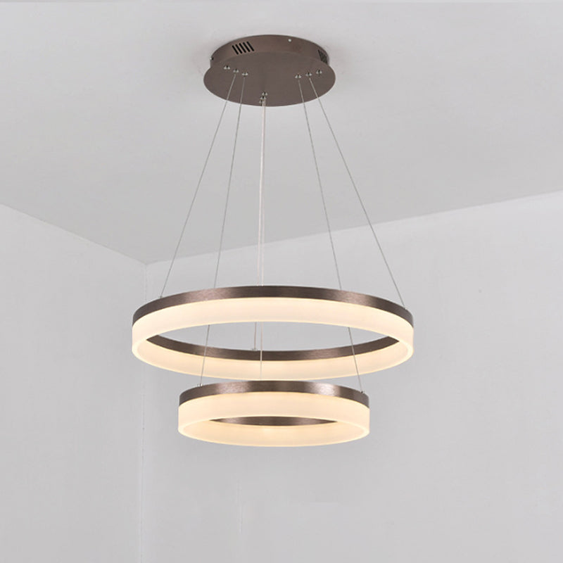 1/2/3-Tier Circle Chandelier Light Minimalistic Acrylic Brown - Rebooters