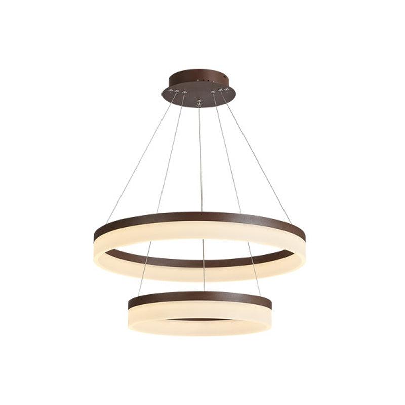 1/2/3-Tier Circle Chandelier Light Minimalistic Acrylic Brown - Rebooters