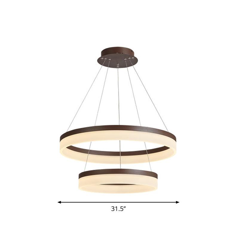 1/2/3-Tier Circle Chandelier Light Minimalistic Acrylic Brown - Rebooters