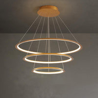 3/4 Tiers Slim Hoop Pendant Lighting Simple Aluminum LED Chandelier Gold Coffee - Rebooters