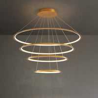 3/4 Tiers Slim Hoop Pendant Lighting Simple Aluminum LED Chandelier Gold Coffee - Rebooters