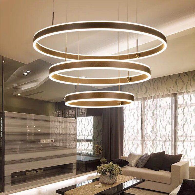 2/3 Tiered Tapered Parlor Hanging Lamp Acrylic LED Pendant Coffee - Rebooters