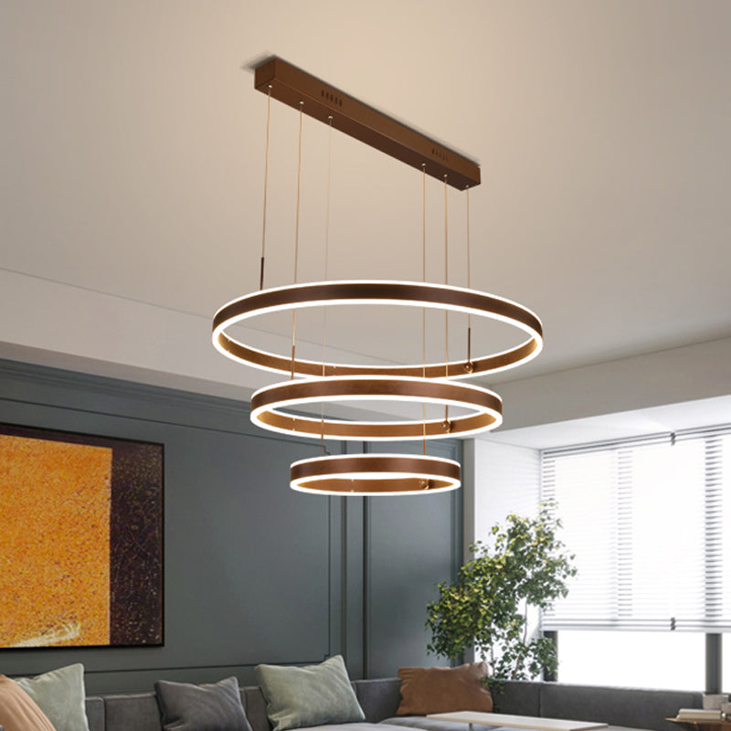 2/3 Tiered Tapered Parlor Hanging Lamp Acrylic LED Pendant Coffee - Rebooters