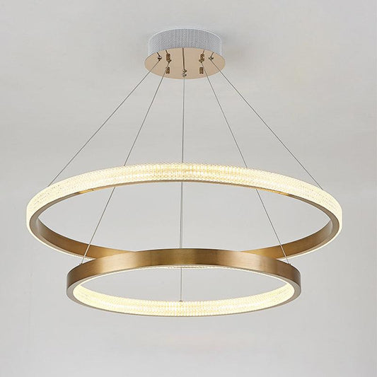 Aluminum 2/3 Tiered Hoop Pendant Light Postmodern Gold Finish - Rebooters