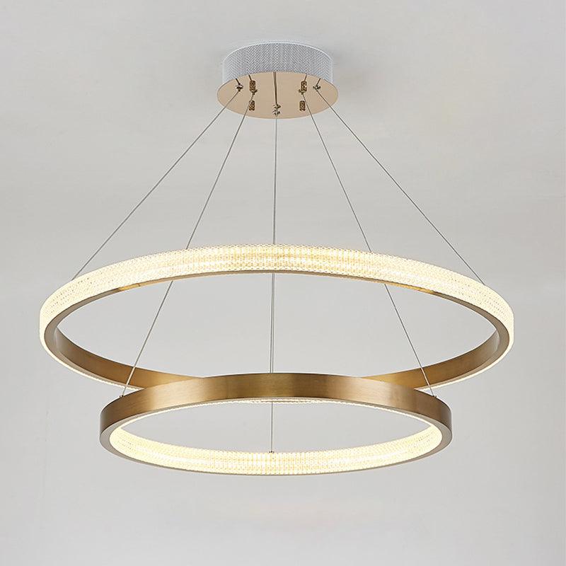 Aluminum 2/3 Tiered Hoop Pendant Light Postmodern Gold Finish - Rebooters
