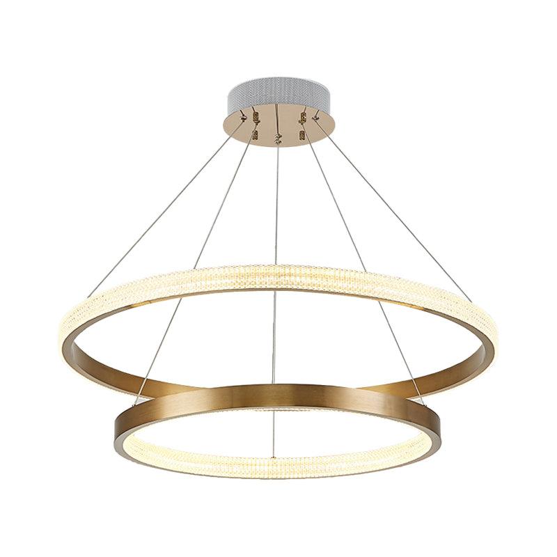 Aluminum 2/3 Tiered Hoop Pendant Light Postmodern Gold Finish - Rebooters