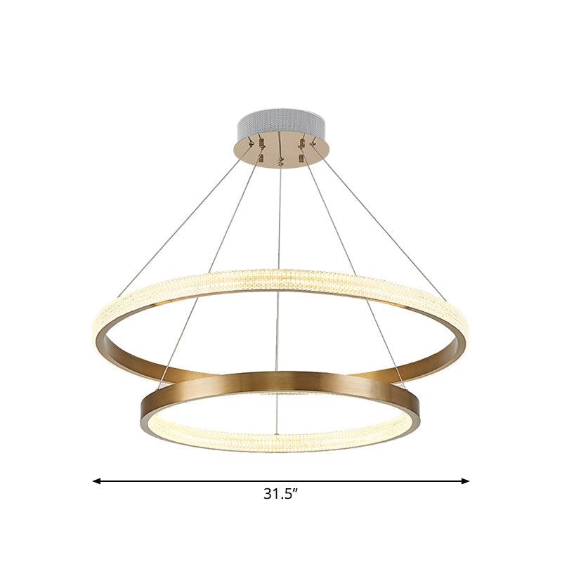 Aluminum 2/3 Tiered Hoop Pendant Light Postmodern Gold Finish - Rebooters
