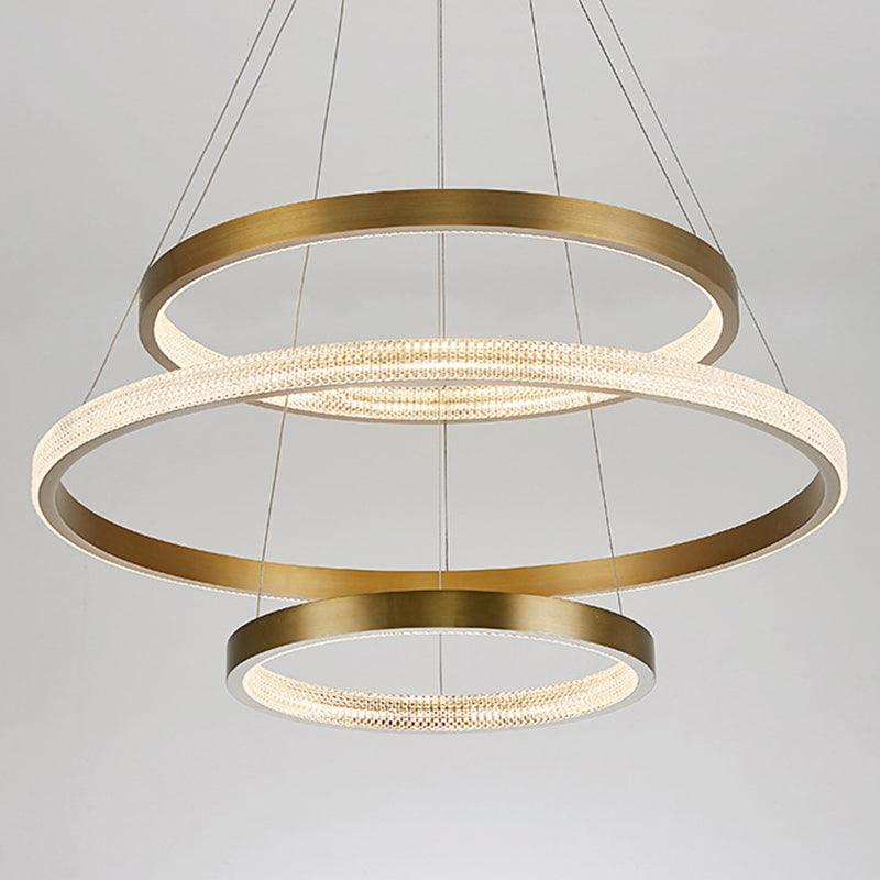 Aluminum 2/3 Tiered Hoop Pendant Light Postmodern Gold Finish - Rebooters