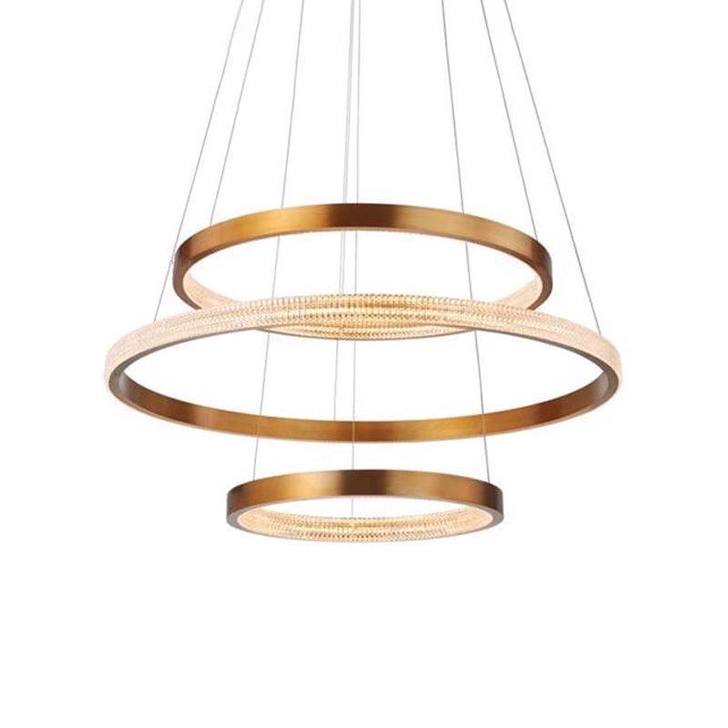 Aluminum 2/3 Tiered Hoop Pendant Light Postmodern Gold Finish - Rebooters