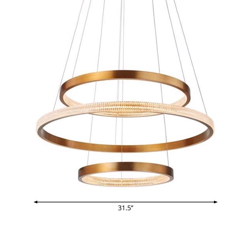Aluminum 2/3 Tiered Hoop Pendant Light Postmodern Gold Finish - Rebooters