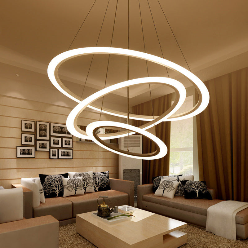Circular 2/3/4-Tier Pendant Chandelier Minimal Acrylic Light - Rebooters