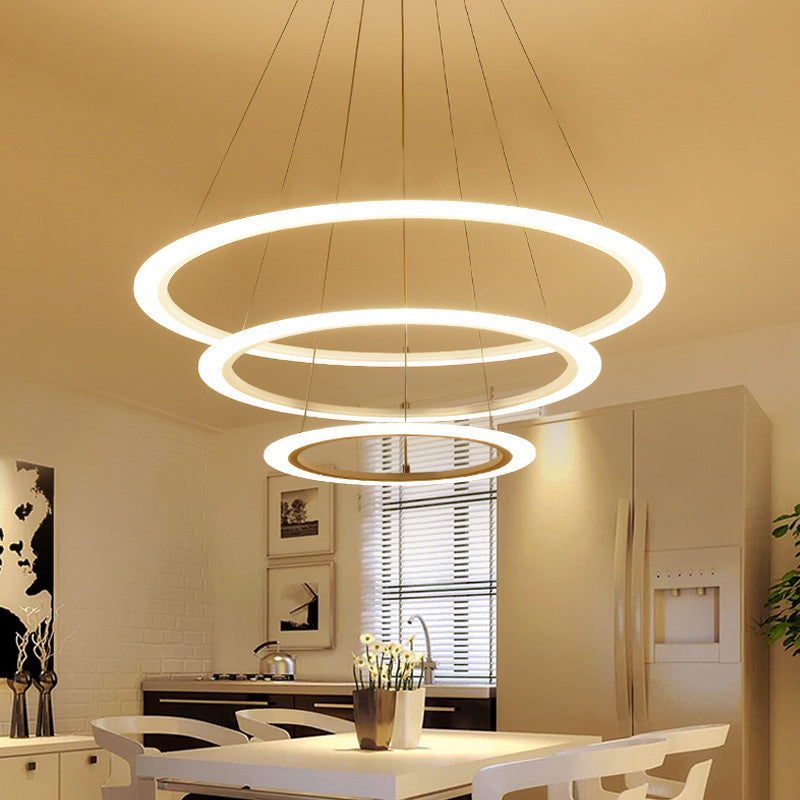 Circular 2/3/4-Tier Pendant Chandelier Minimal Acrylic Light - Rebooters