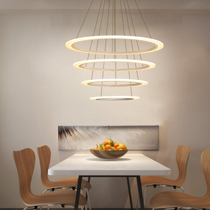 Circular 2/3/4-Tier Pendant Chandelier Minimal Acrylic Light - Rebooters