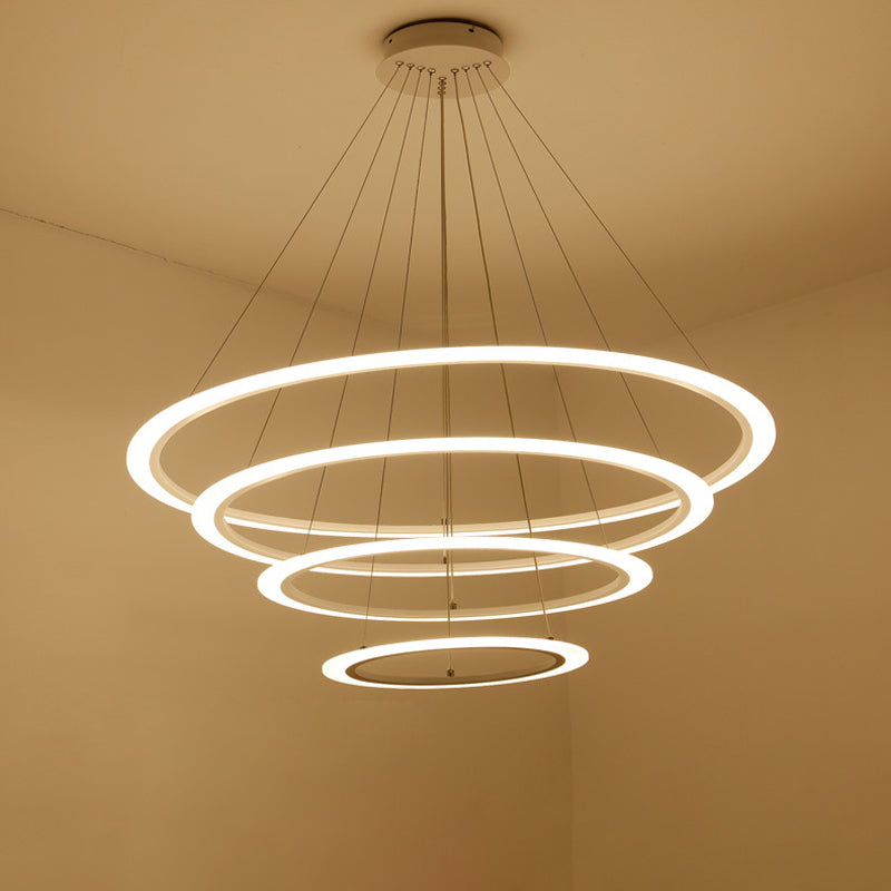Circular 2/3/4-Tier Pendant Chandelier Minimal Acrylic Light - Rebooters