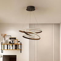 Acrylic Seamless Curve Chandelier Pendant Simple Coffee LED Light Fixture 21.5"/31.5" W - Rebooters