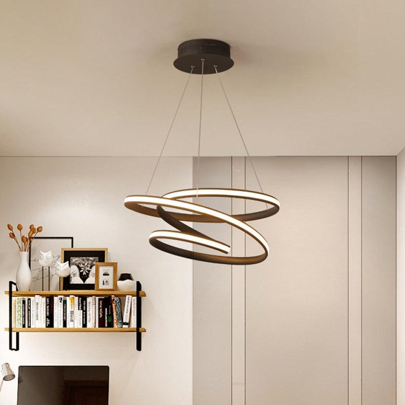 Acrylic Seamless Curve Chandelier Pendant Simple Coffee LED Light Fixture 21.5"/31.5" W - Rebooters