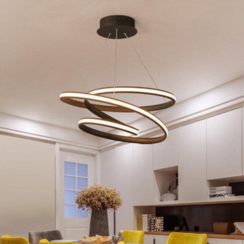 Acrylic Seamless Curve Chandelier Pendant Simple Coffee LED Light Fixture 21.5"/31.5" W - Rebooters