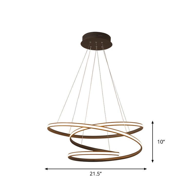 Acrylic Seamless Curve Chandelier Pendant Simple Coffee LED Light Fixture 21.5"/31.5" W - Rebooters