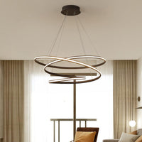 Acrylic Seamless Curve Chandelier Pendant Simple Coffee LED Light Fixture 21.5"/31.5" W - Rebooters