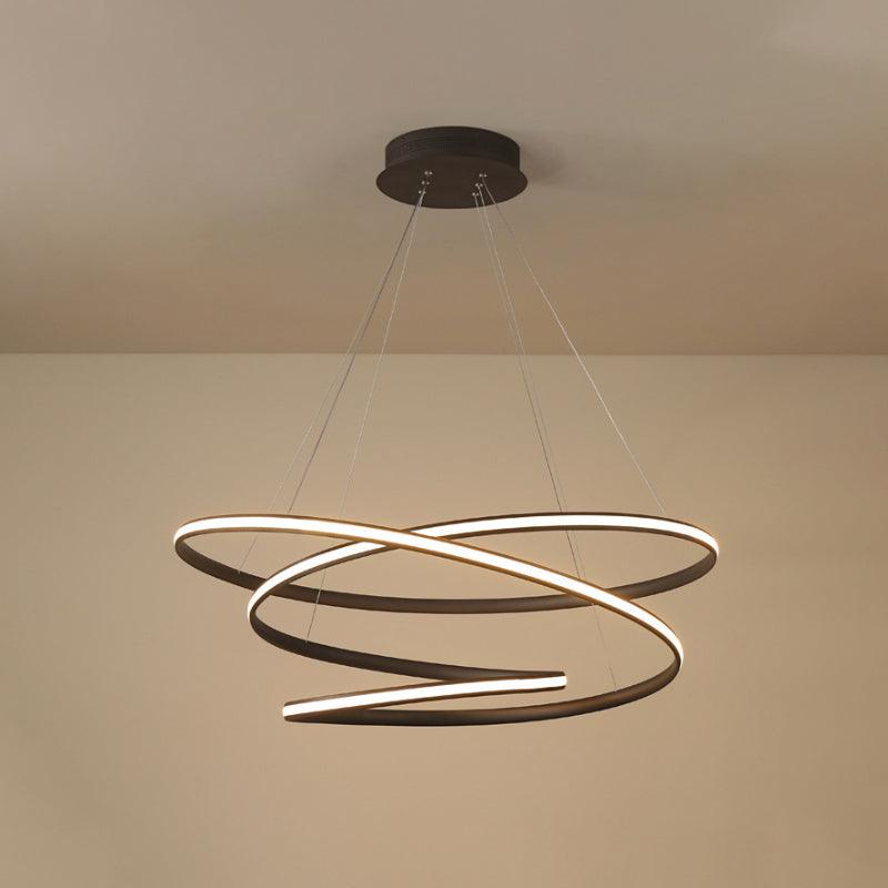Acrylic Seamless Curve Chandelier Pendant Simple Coffee LED Light Fixture 21.5"/31.5" W - Rebooters