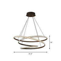 Acrylic Seamless Curve Chandelier Pendant Simple Coffee LED Light Fixture 21.5"/31.5" W - Rebooters