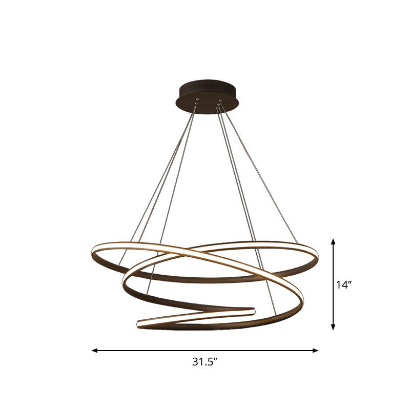 Acrylic Seamless Curve Chandelier Pendant Simple Coffee LED Light Fixture 21.5"/31.5" W - Rebooters