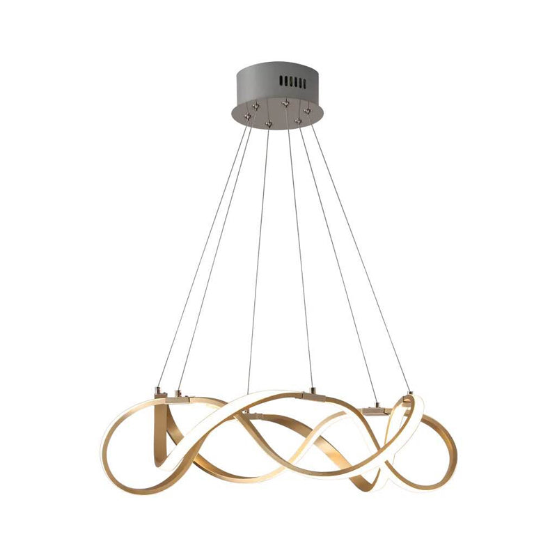 Chrome/Gold Twined 1/2-Tier Chandelier Minimalist Metal LED Hanging Pendant Light for Dining Room - Rebooters