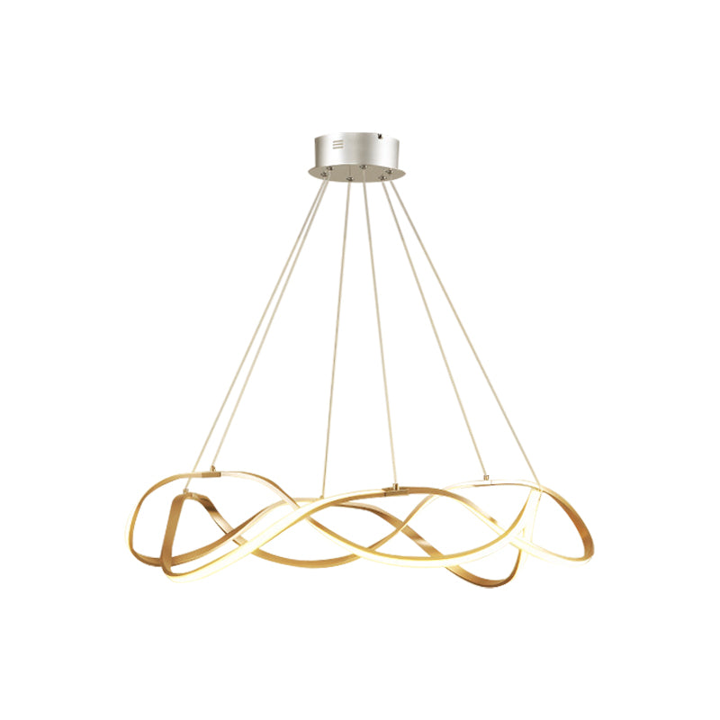 Chrome/Gold Twined 1/2-Tier Chandelier Minimalist Metal LED Hanging Pendant Light for Dining Room - Rebooters