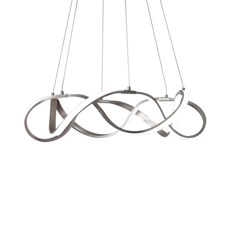 Chrome/Gold Twined 1/2-Tier Chandelier Minimalist Metal LED Hanging Pendant Light for Dining Room - Rebooters
