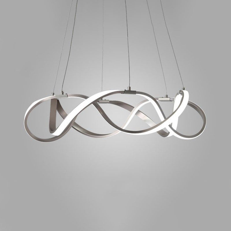 Chrome/Gold Twined 1/2-Tier Chandelier Minimalist Metal LED Hanging Pendant Light for Dining Room - Rebooters
