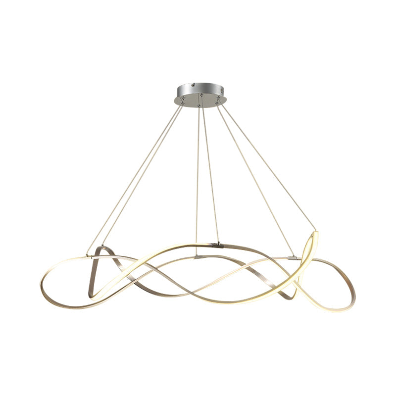 Chrome/Gold Twined 1/2-Tier Chandelier Minimalist Metal LED Hanging Pendant Light for Dining Room - Rebooters