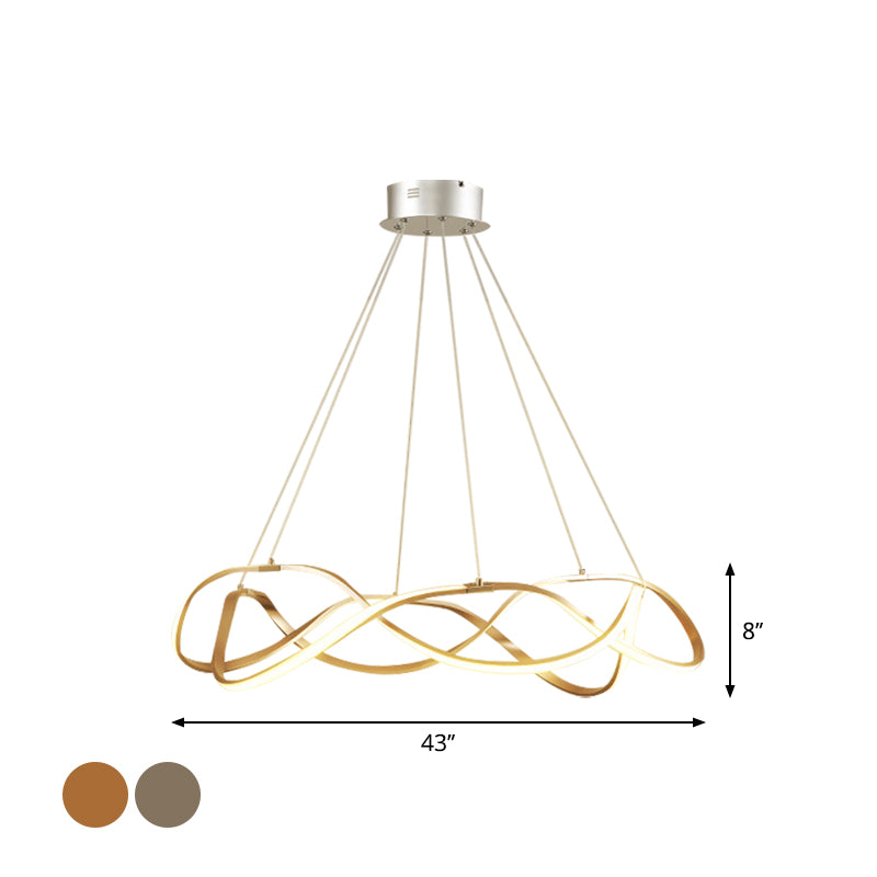 Chrome/Gold Twined 1/2-Tier Chandelier Minimalist Metal LED Hanging Pendant Light for Dining Room - Rebooters
